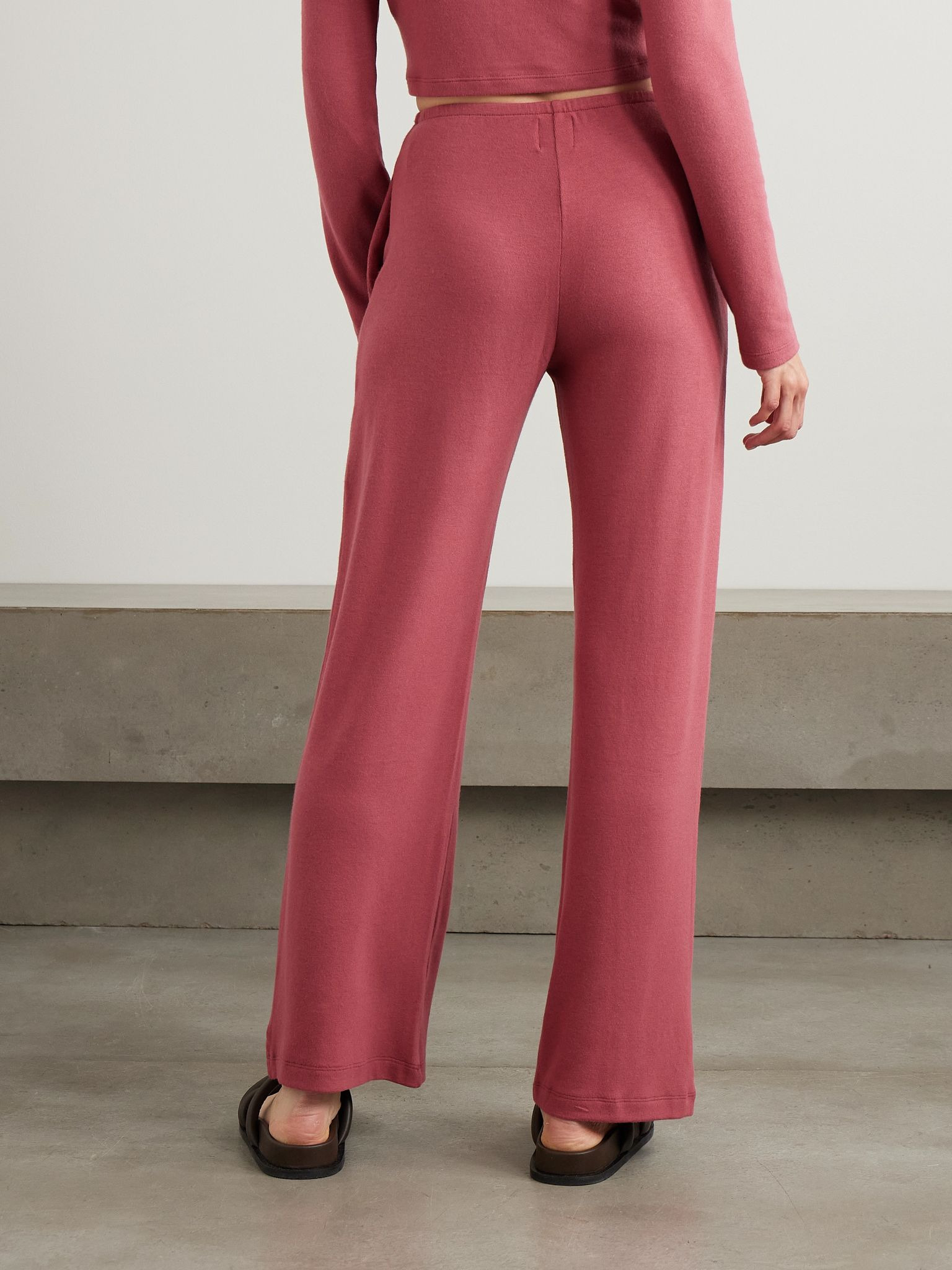 Lauren stretch-jersey flared track pants Claret - 3