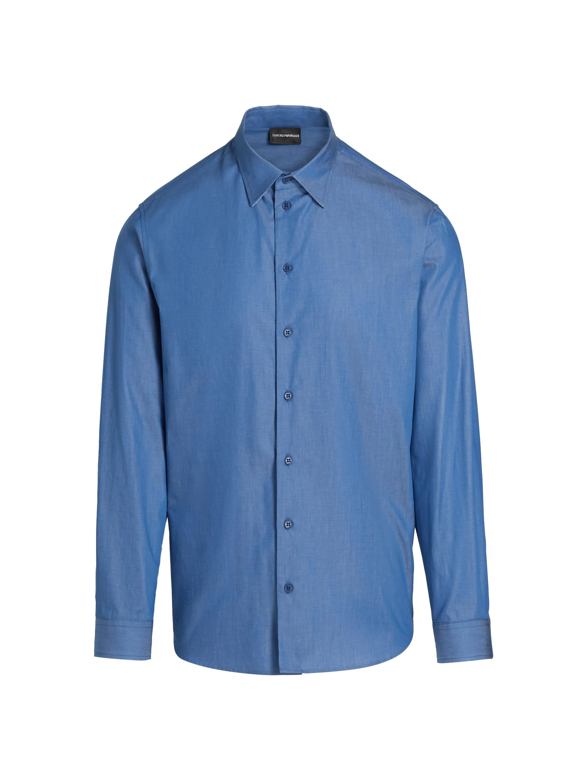 Men's Contrast Collar & Cuff Cotton Sport Shirt - Blue - 1