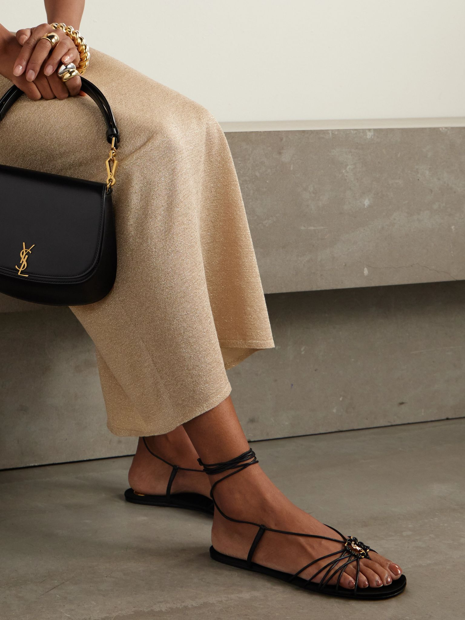 Babylone logo-embellished leather sandals Black - 2