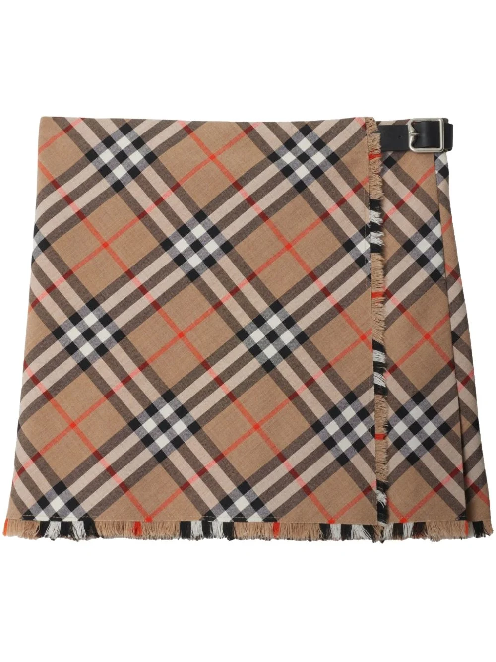 checkered wool-blend skirt - 1