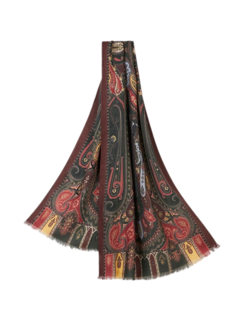 paisley-print fringed-edge scarf - 3