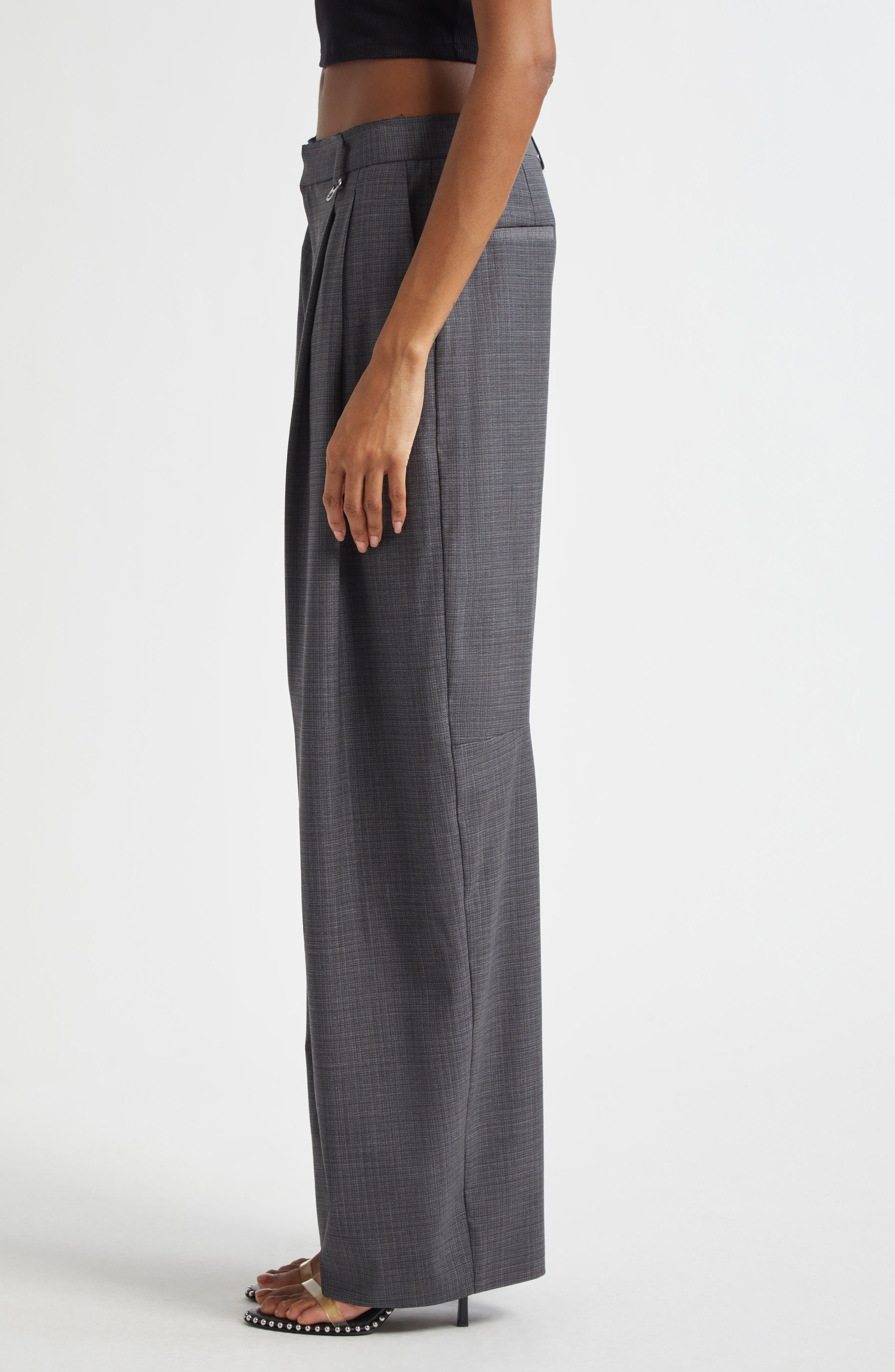Alexander Wang Pleated Balloon Leg Pants with Detachable Chain Detail in Dark Grey Melange at Nordst - 3