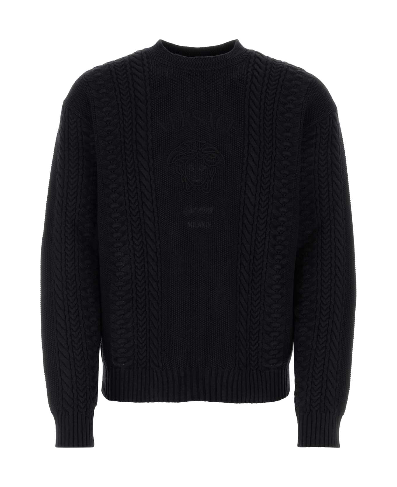 Black Cotton Blend Sweater - 1