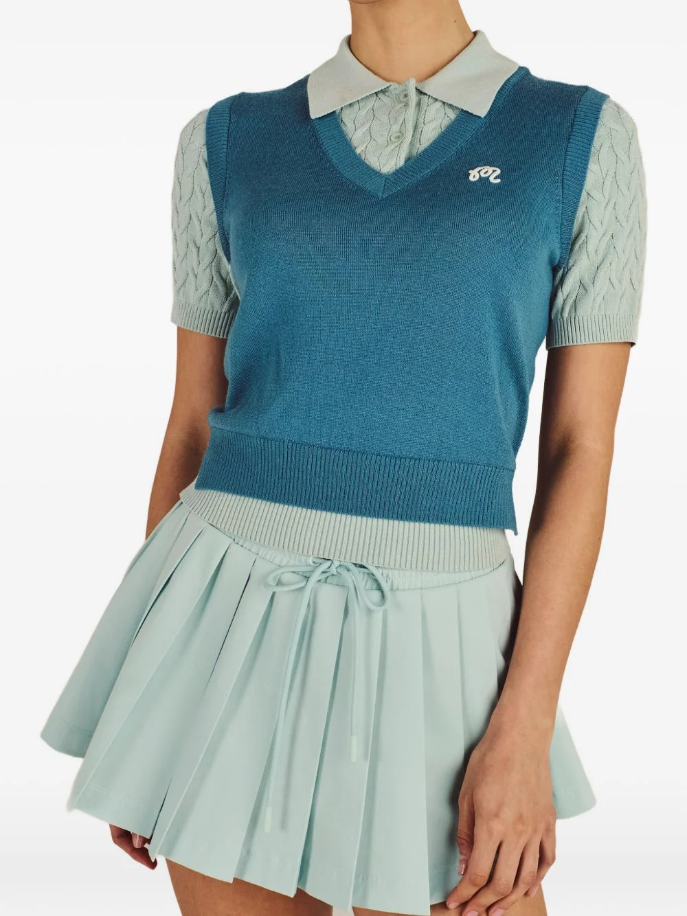 Veronica cable-knit polo shirt - 1