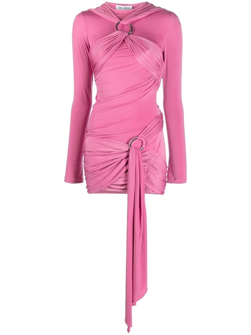 draped long-sleeve minidress - 1