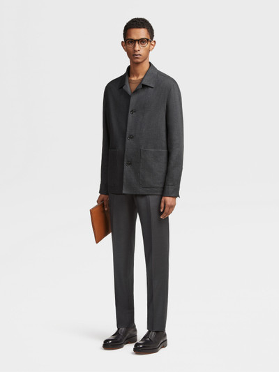 ZEGNA BLACK SILK AND LINEN BLEND CHORE JACKET outlook