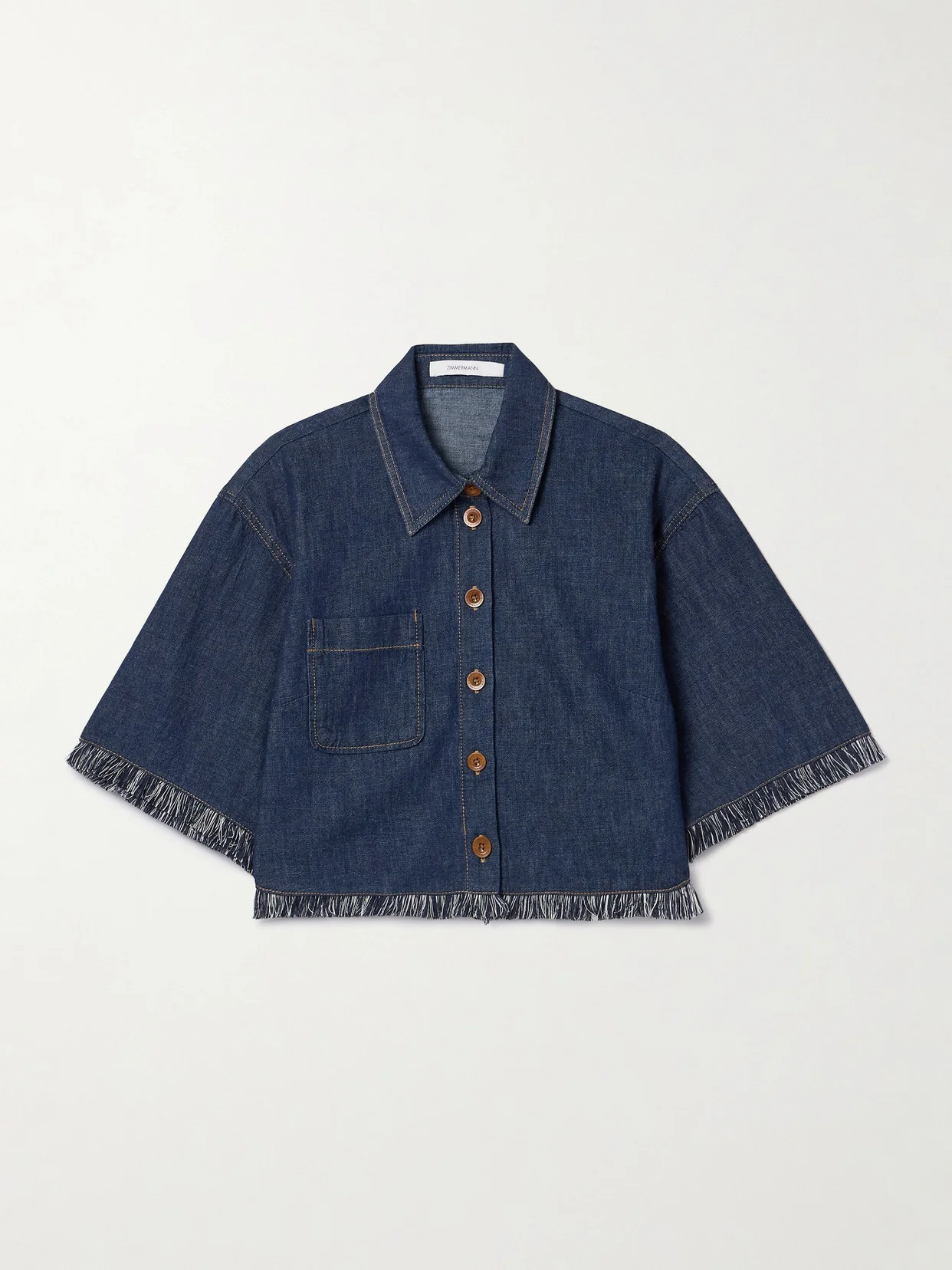 Rhiannon Cropped Frayed Denim Shirt - 1