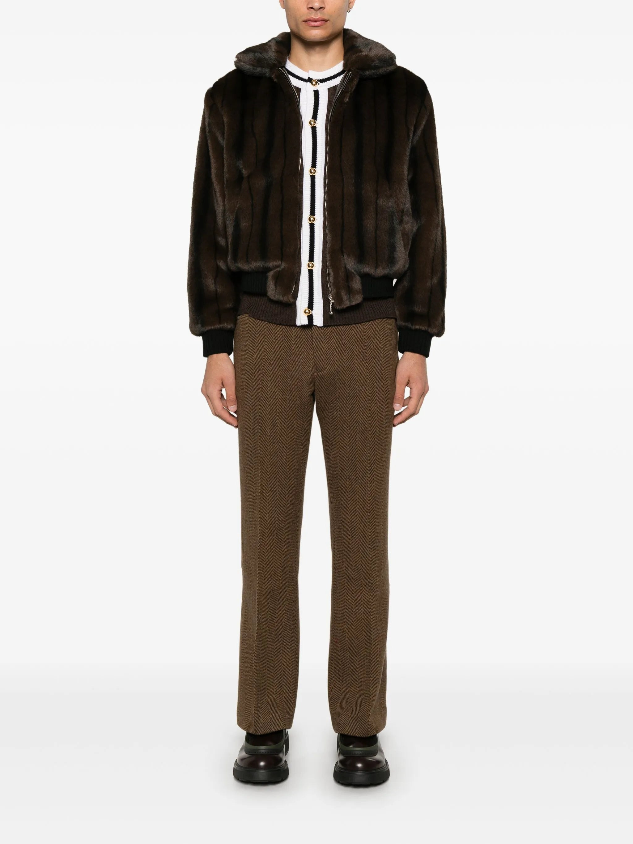 Ernest W. Baker Pinstriped Bomber Jacket - 5