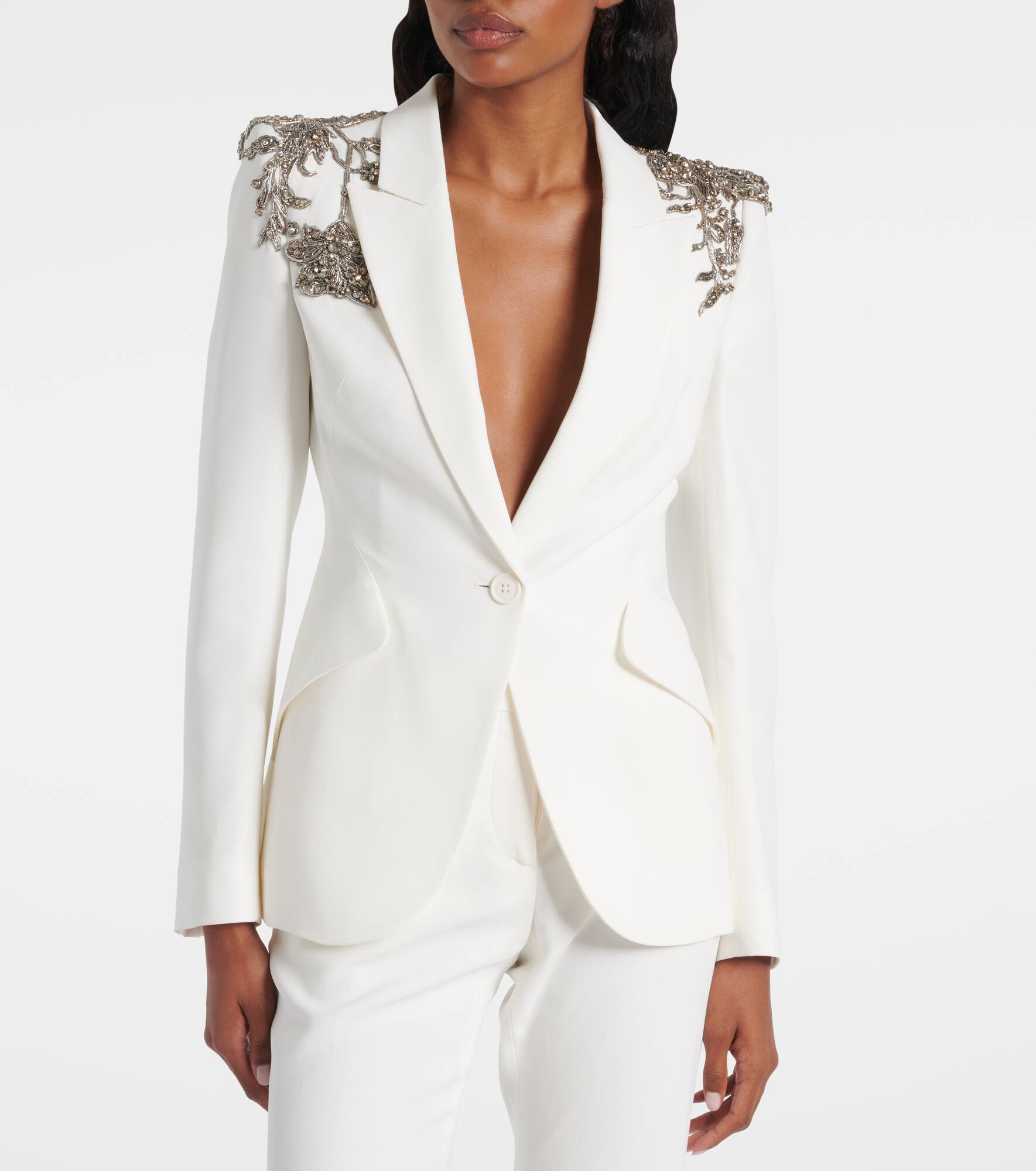 Embroidered single-breasted blazer - 7