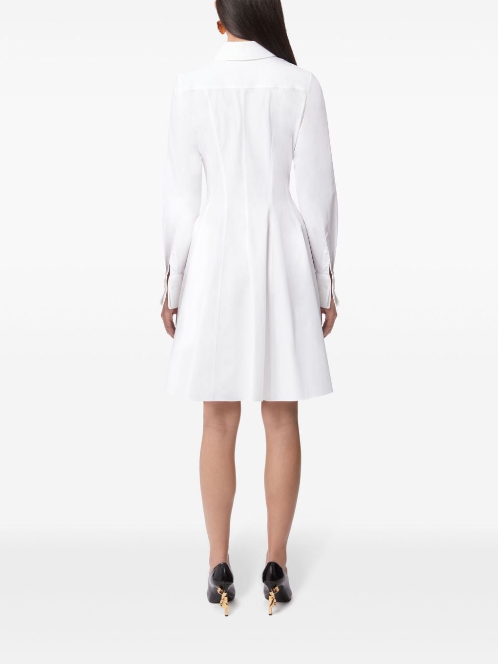 pintuck-detailing poplin shirt dress - 4