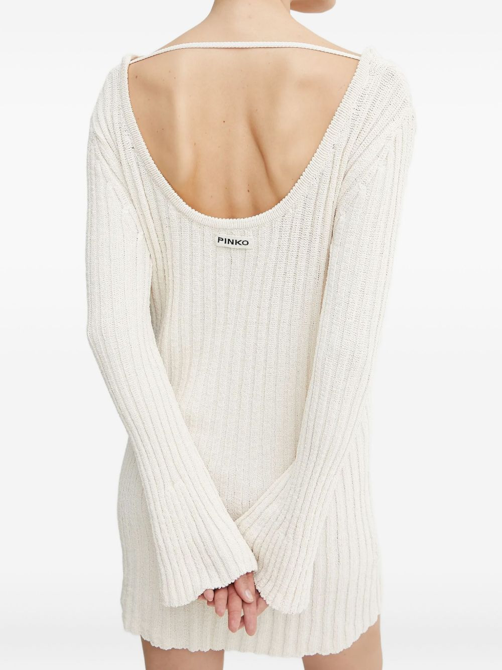 ribbed open-back mini dress - 4
