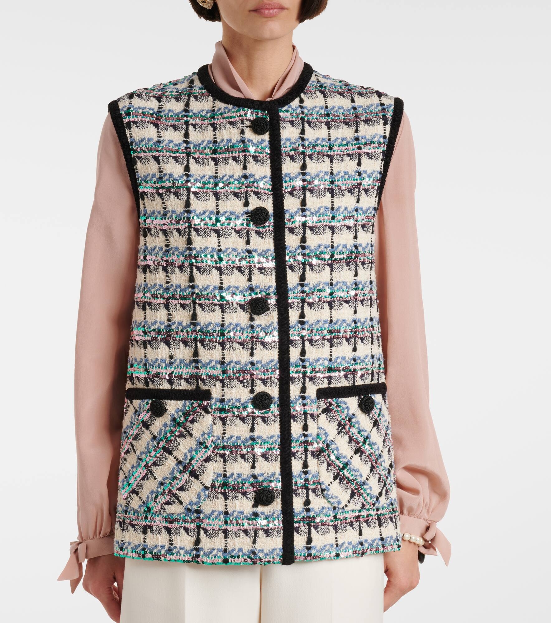 Mossi sequined cotton-blend tweed vest - 6