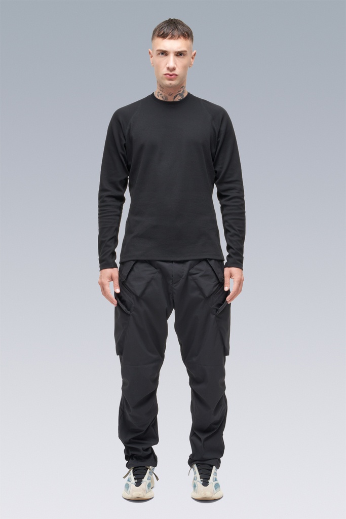 S27-PR Cotton Rib Longsleeve Shirt Black, Size: Medium - 1
