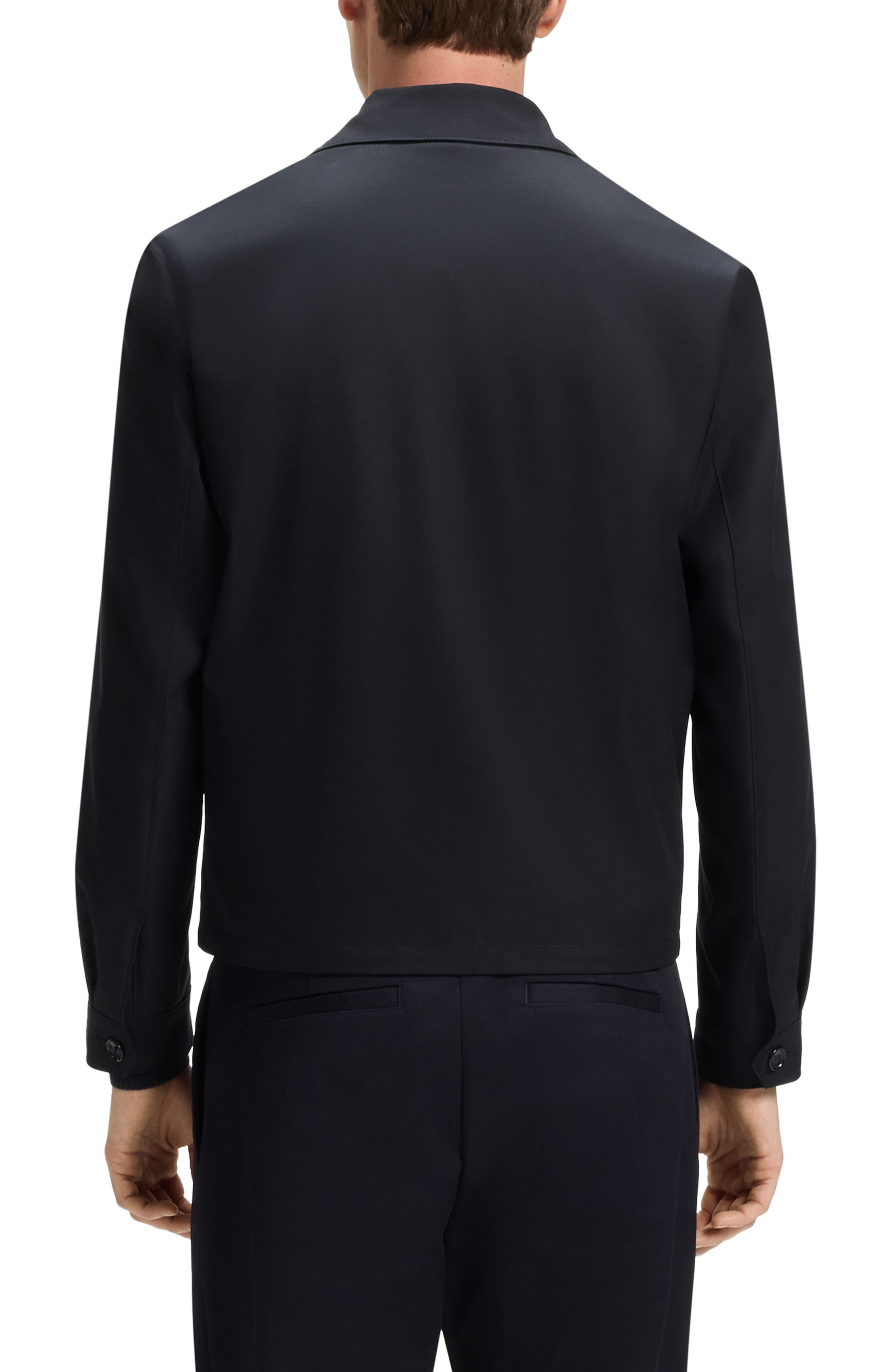 BOSS x BECKHAM Cotton Blend Zip Jacket in Dark Blue at Nordstrom - 3