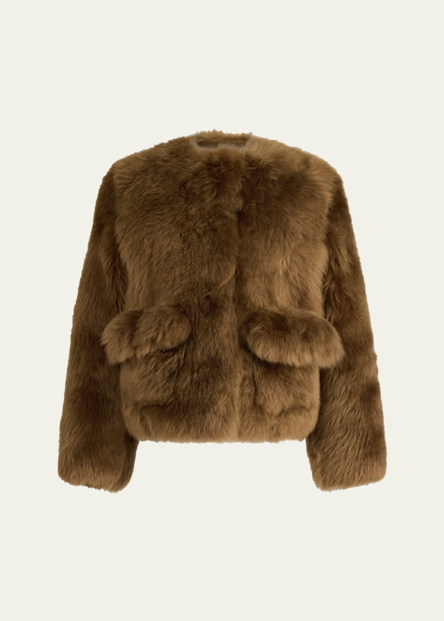 Maury Lamb Shearling Collarless Coat - 1