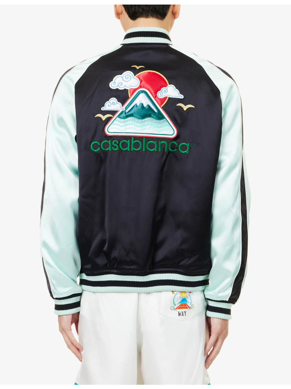 Logo-Patch Satin Bomber Jacket - 4