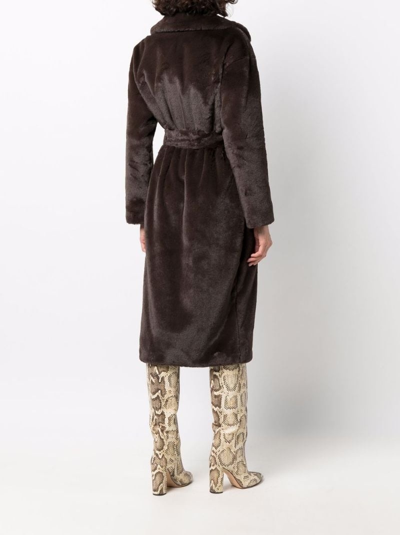 belted faux fur coat - 4