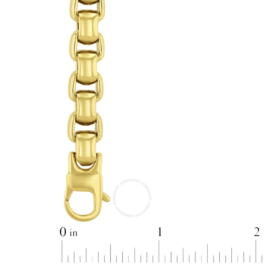 Robert Alton - Robert Alton Stainless Steel Rounded Box Link Yellow Finish Bracelet - 4