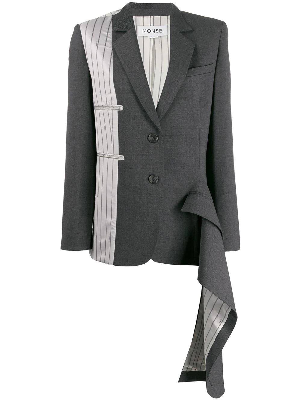 asymmetrical double-pocket draped blazer - 1