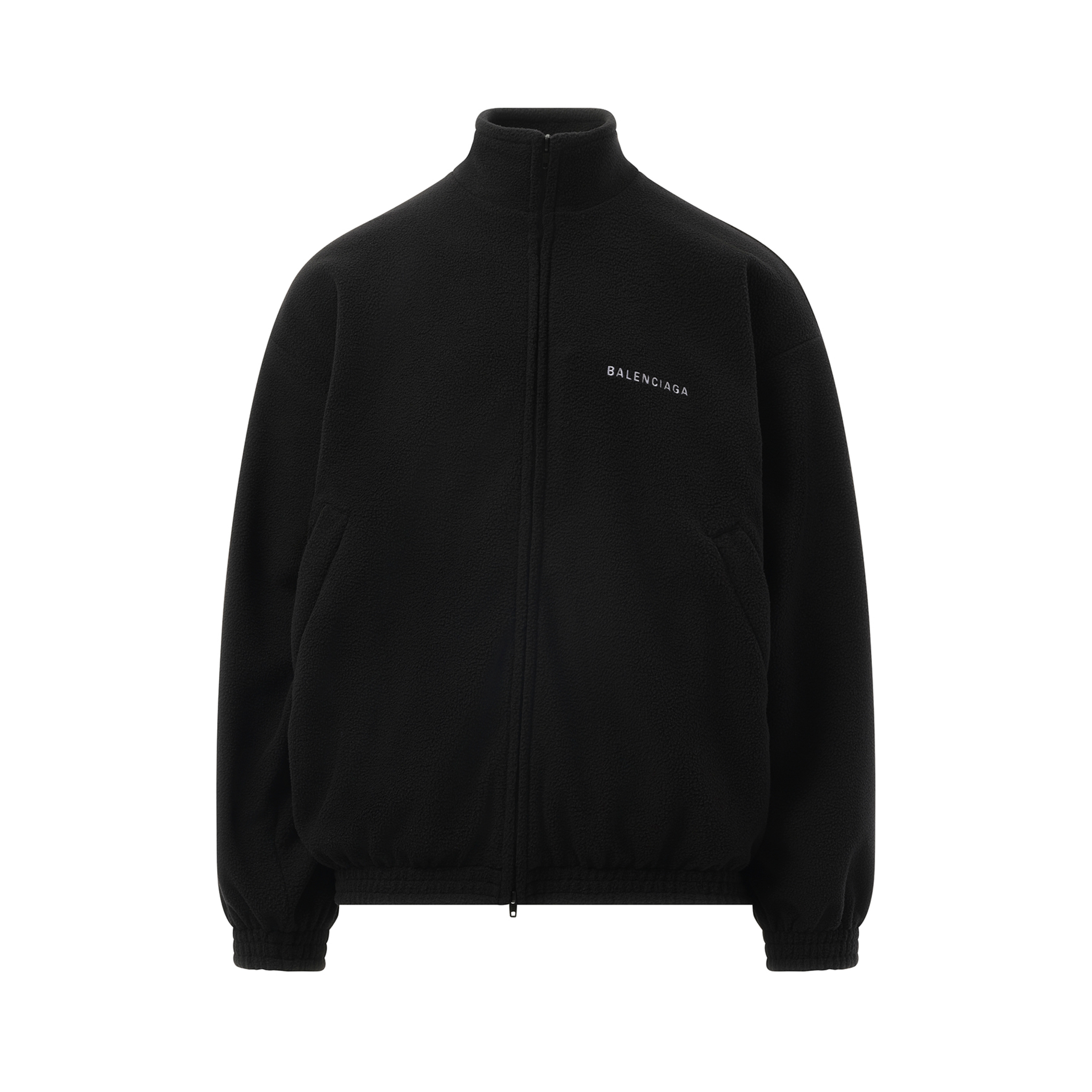 Fleece Zip-Up Jacket in Black/White - 2
