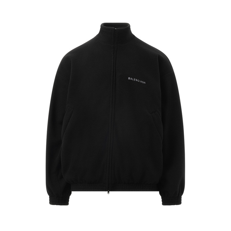 BALENCIAGA Fleece Zip-Up Jacket in Black/White outlook