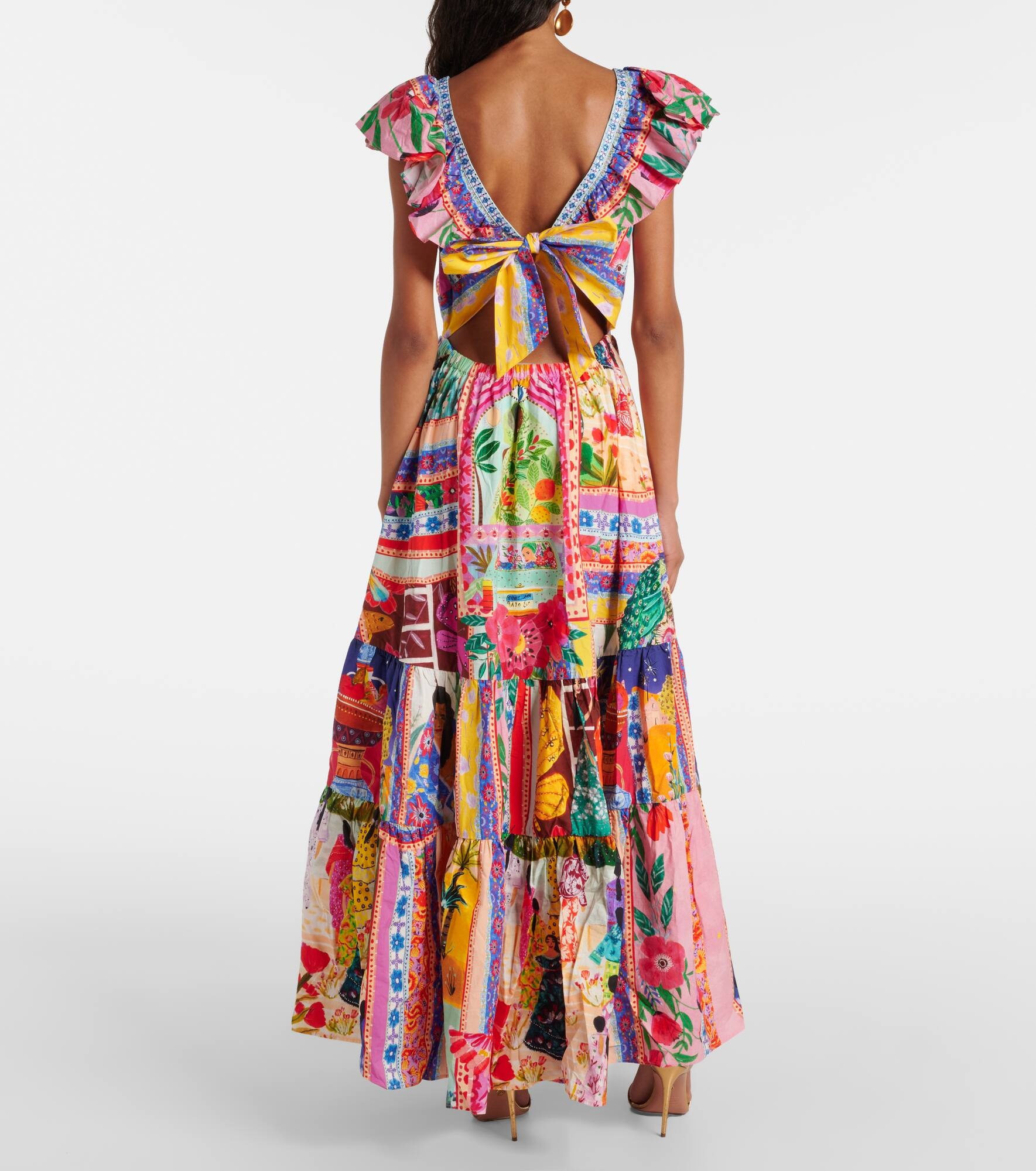 Embellished cutout cotton maxi dress - 3