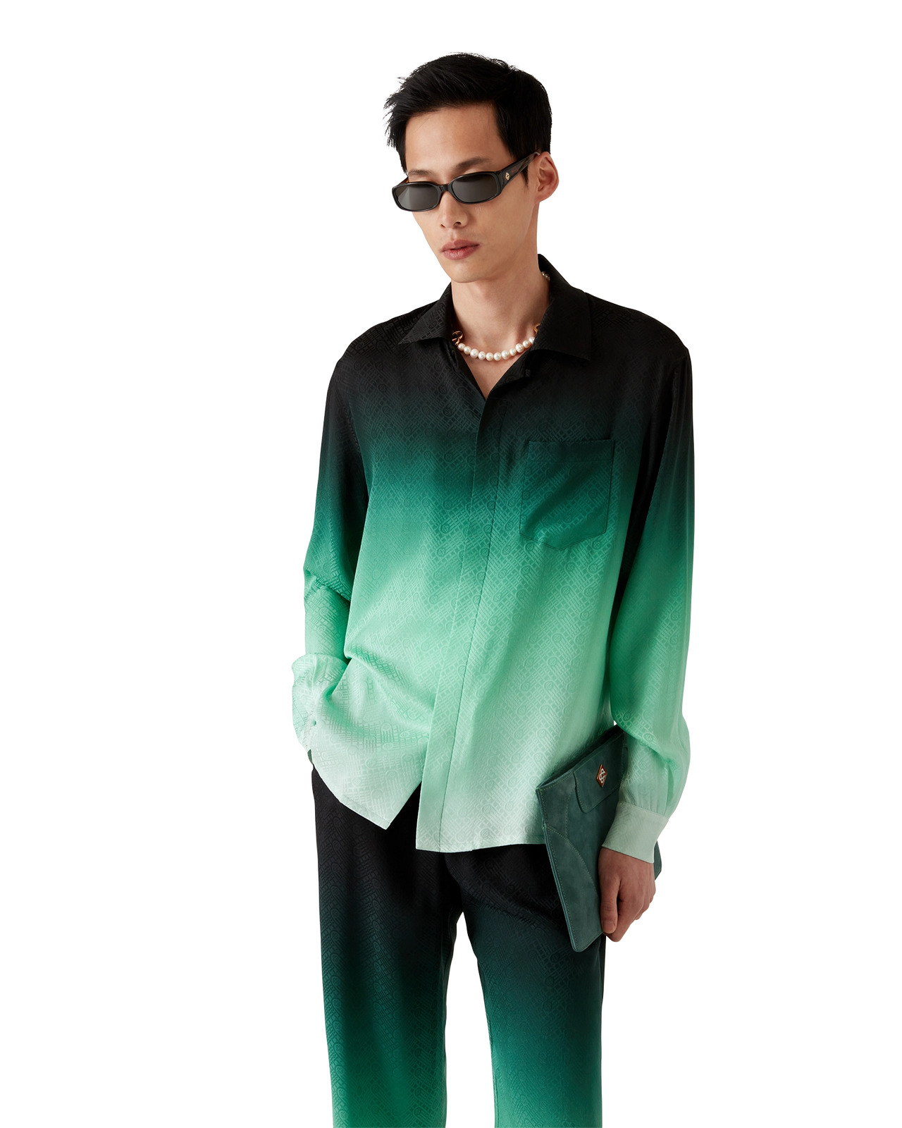Gradient Ping Pong Jacquard Silk Shirt - 7