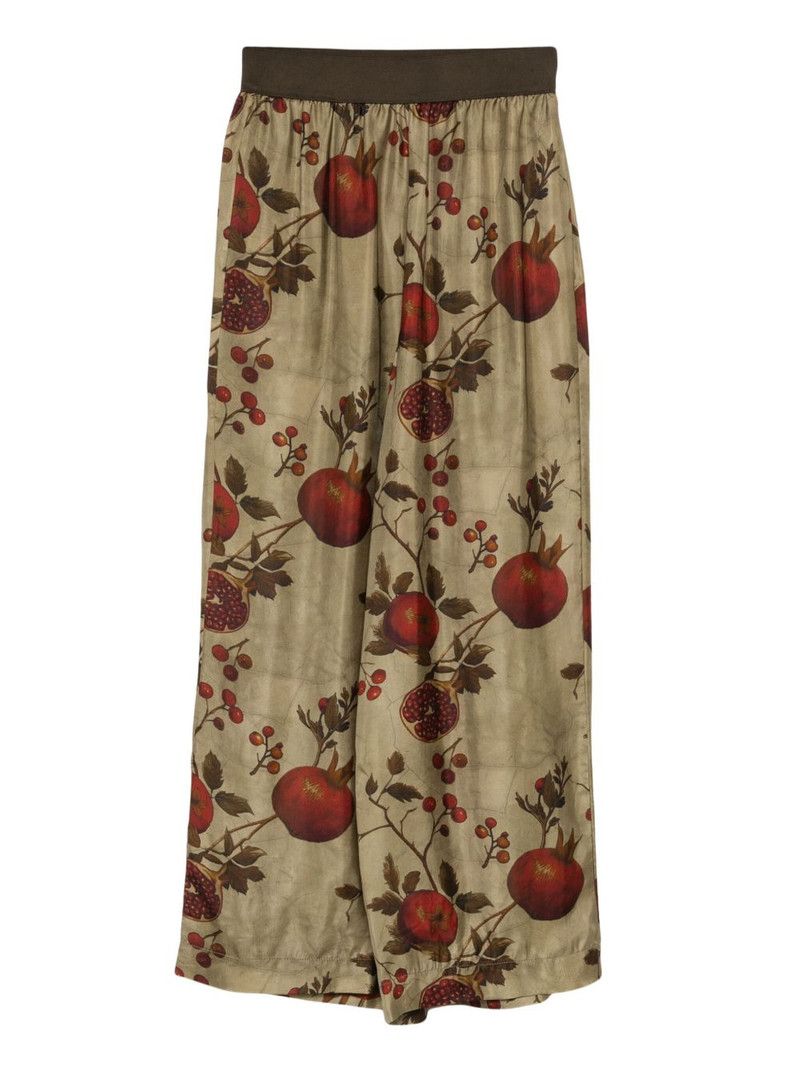 pomegranate-print elastic-waist trousers 1