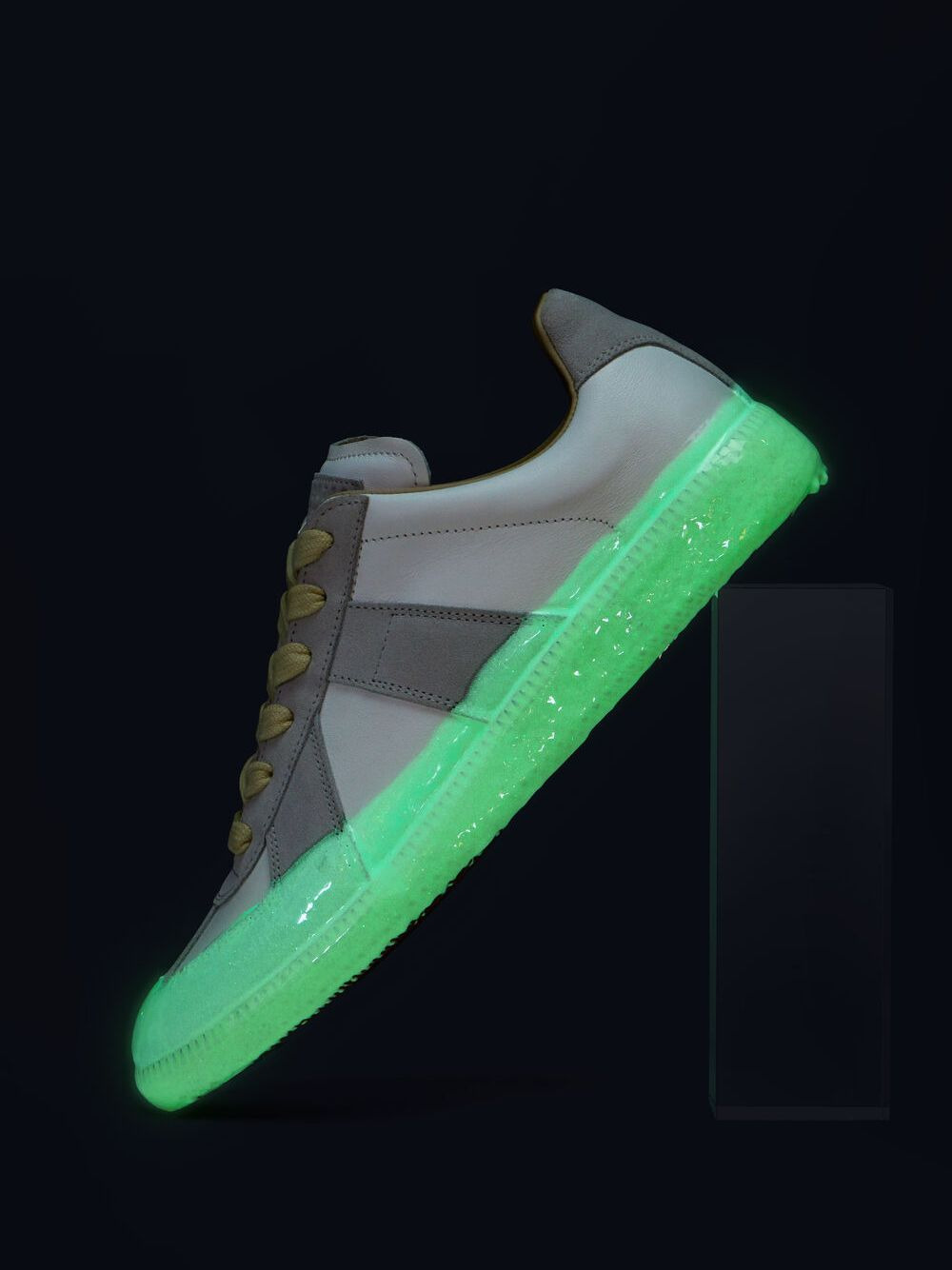 leather panelled sneakers - 4