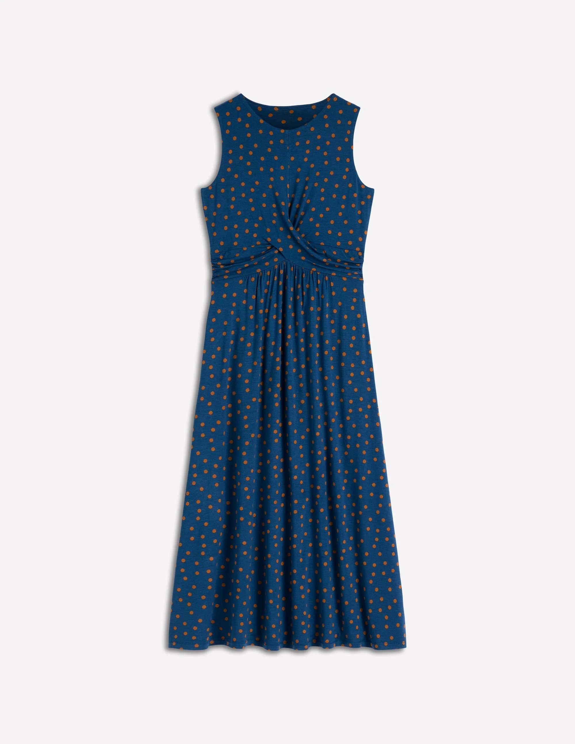 Zara Cross Waist Jersey Dress-Tourmaline Blue, Painted Dot - 1