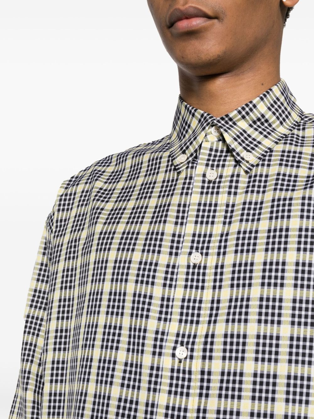check-pattern cotton shirt - 5