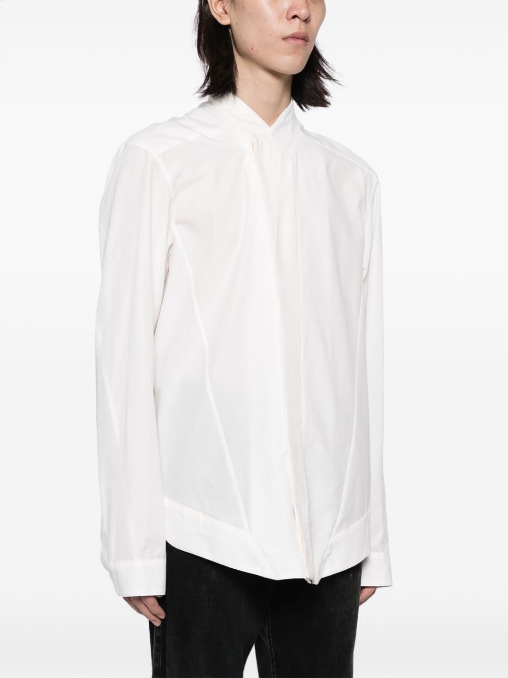 concealed-fastening cotton-blend shirt - 3