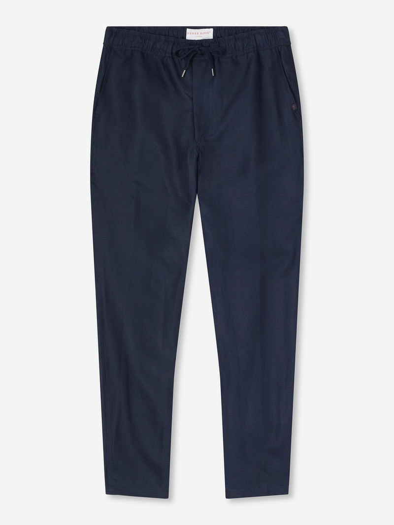 Derek Rose Men's Pants Sydney Linen Navy outlook