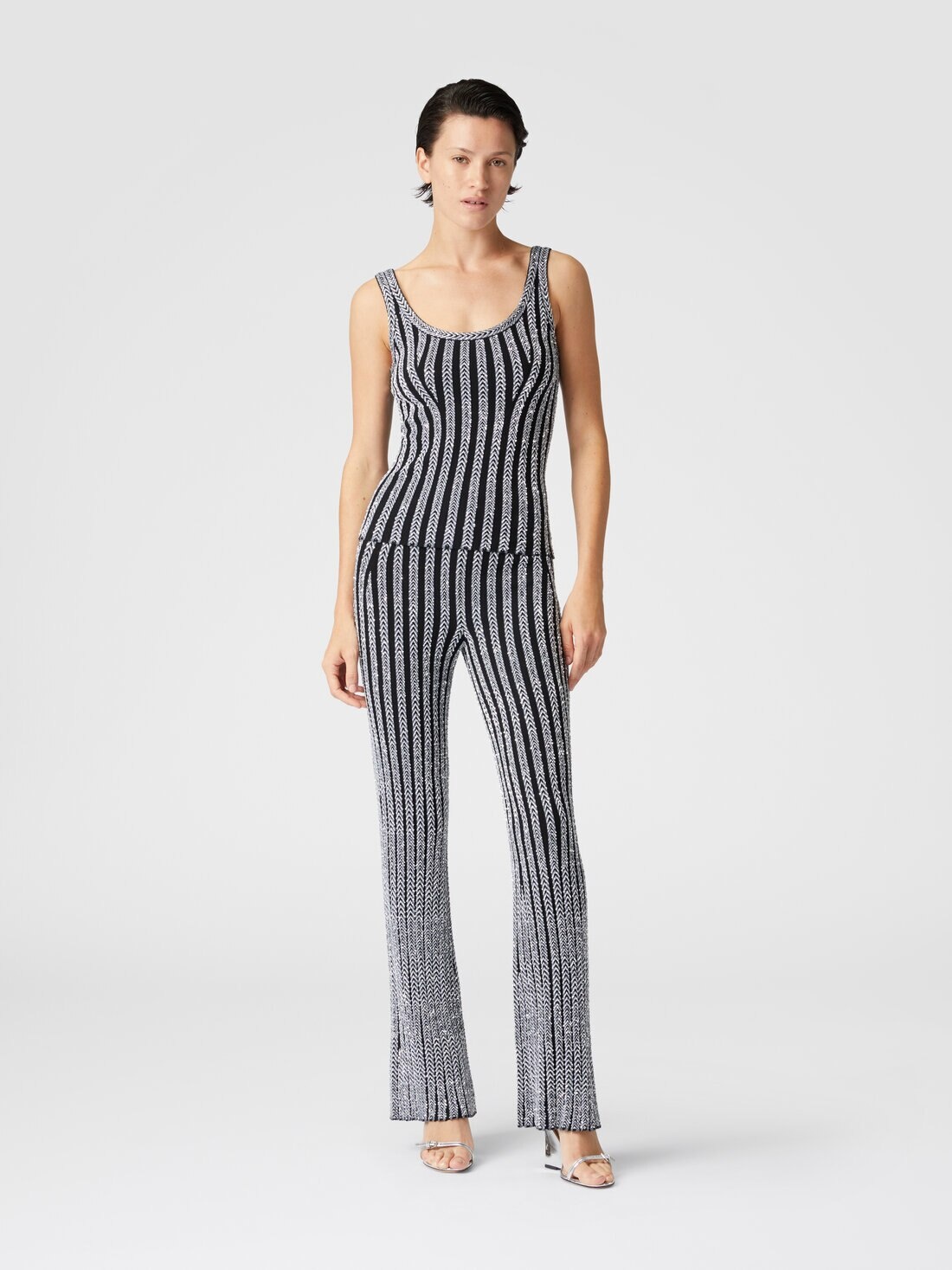 Zig zag ribbed tank top with sequins - 2
