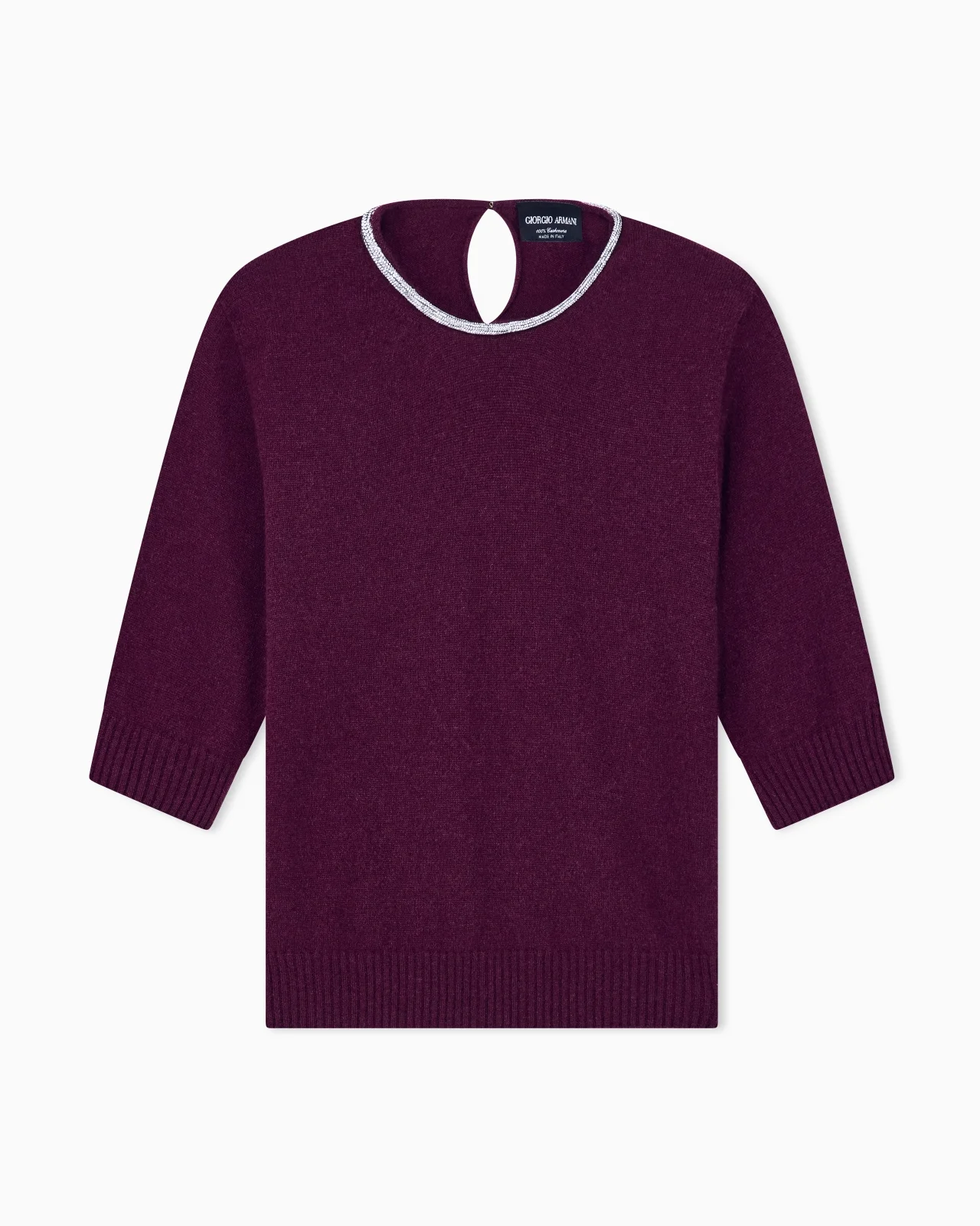 SWEATER SWEATERS CASHMERE MICROCRYSTALS TRIM SHORT-SLEEVE - 1
