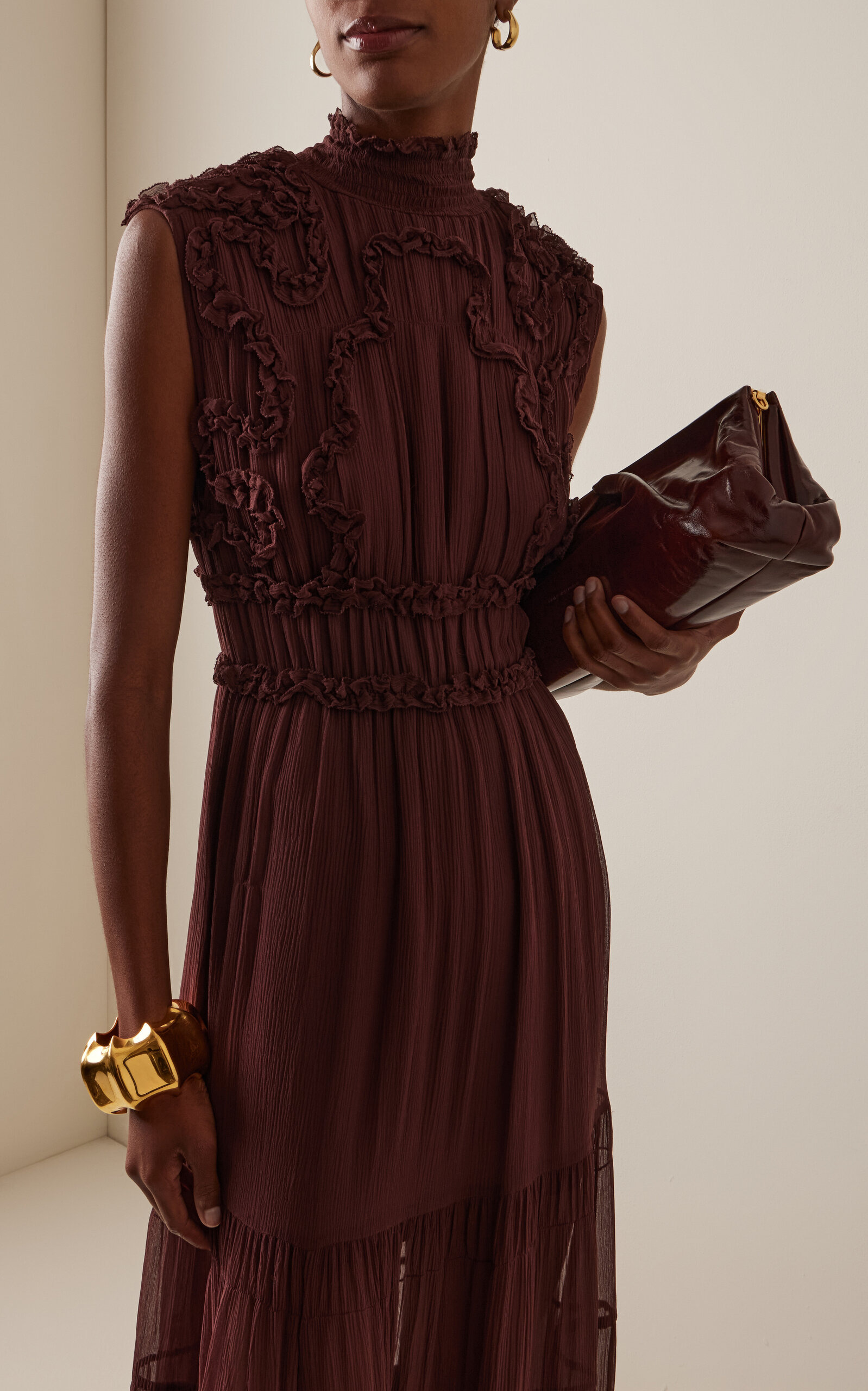 Verona Embroidered Silk Gown burgundy - 3