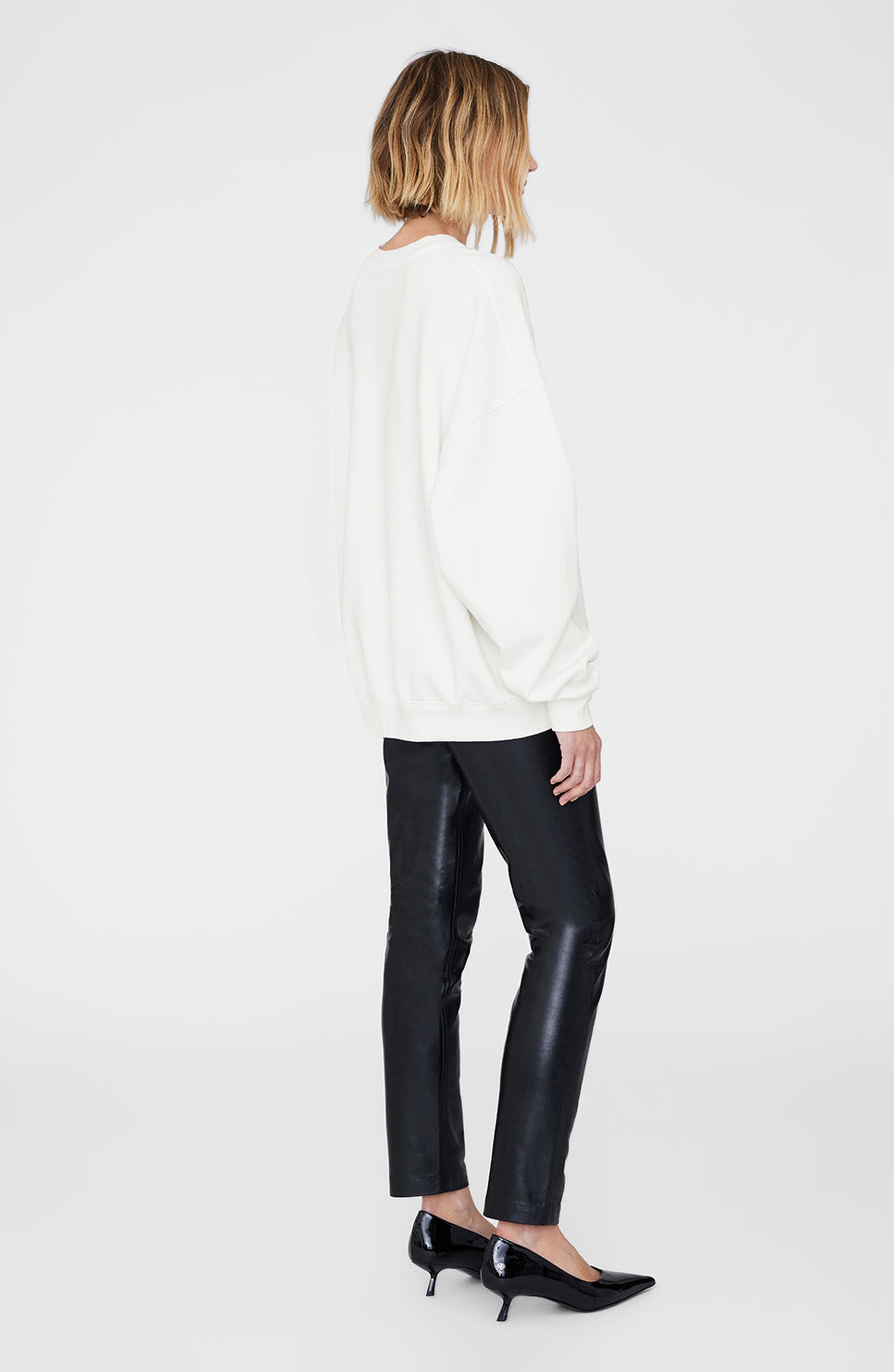 ANINE BING Miles Oversized Sweatshirt Letterman in Off White at Nordstrom - 2