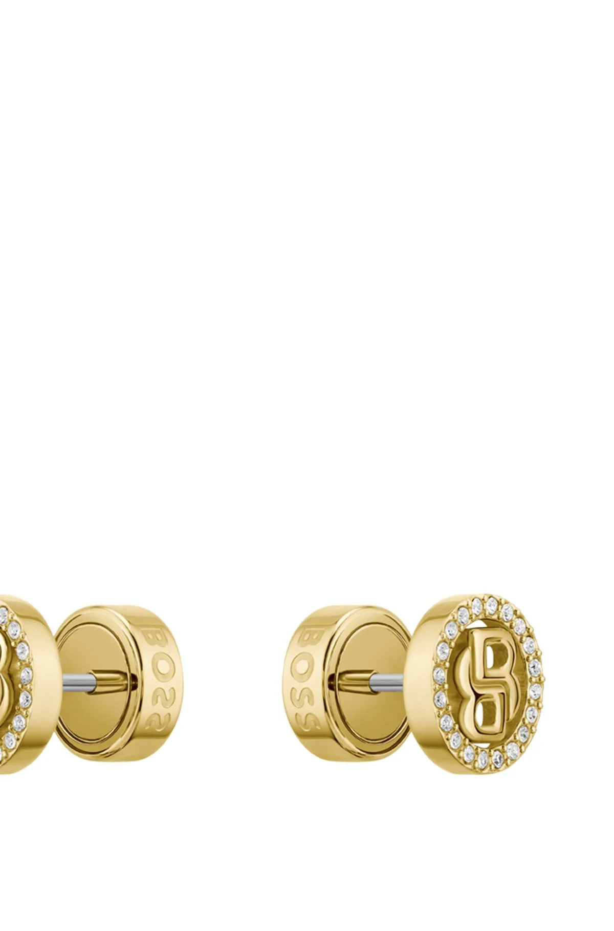 GOLD-TONE EARRINGS WITH CRYSTALS AND DOUBLE B MONOGRAM - 1