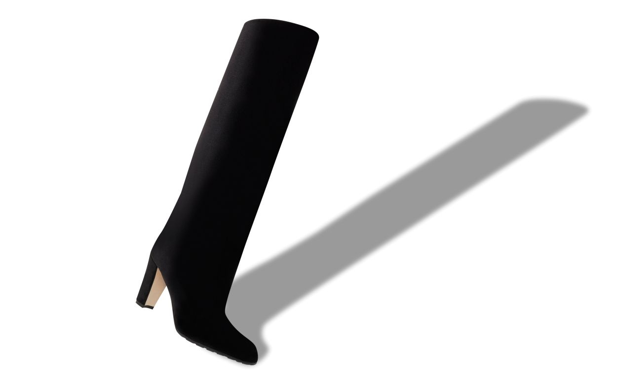 Black Velvet Knee High Boots - 2