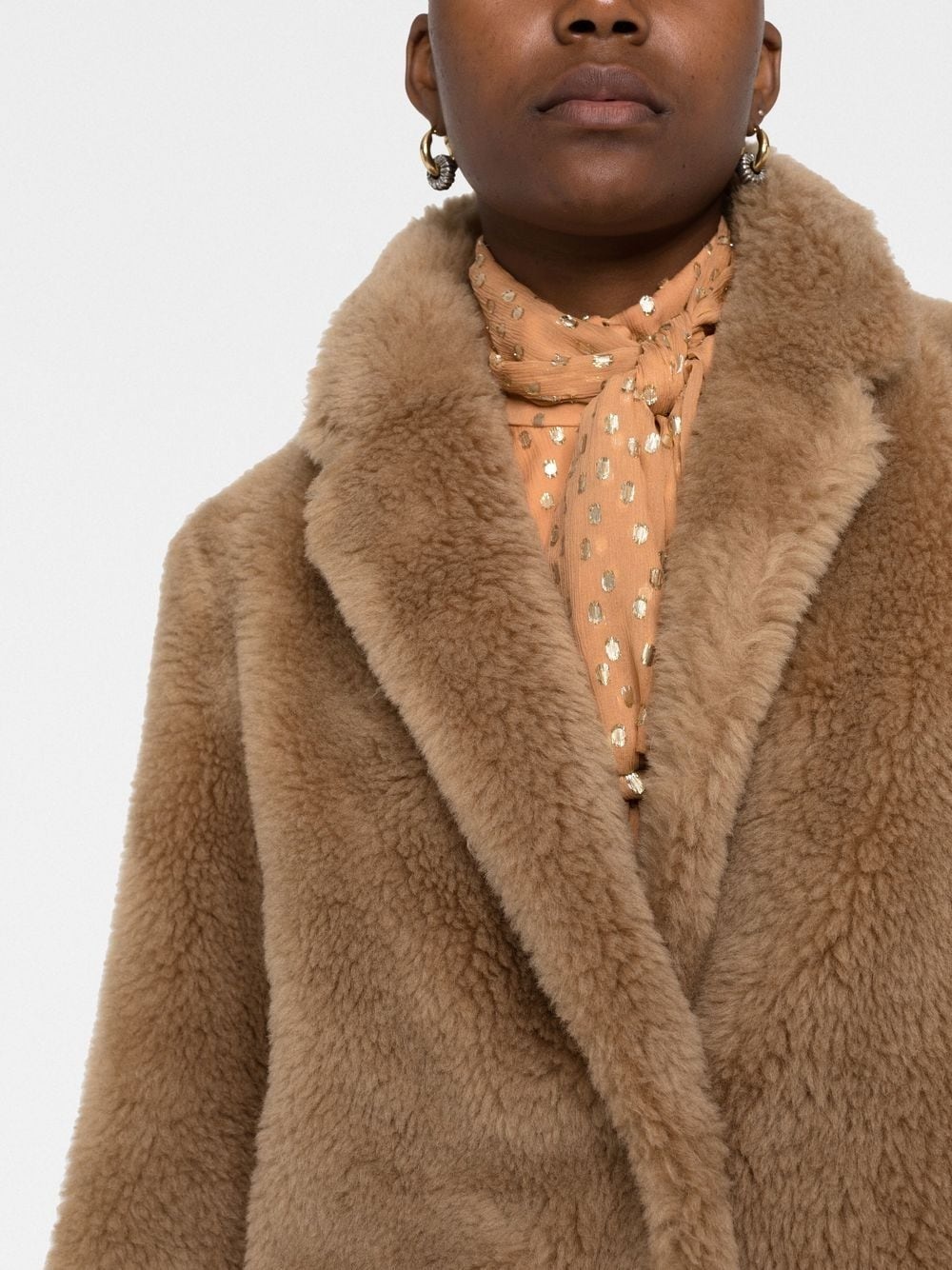 fitted faux-fur button coat - 5
