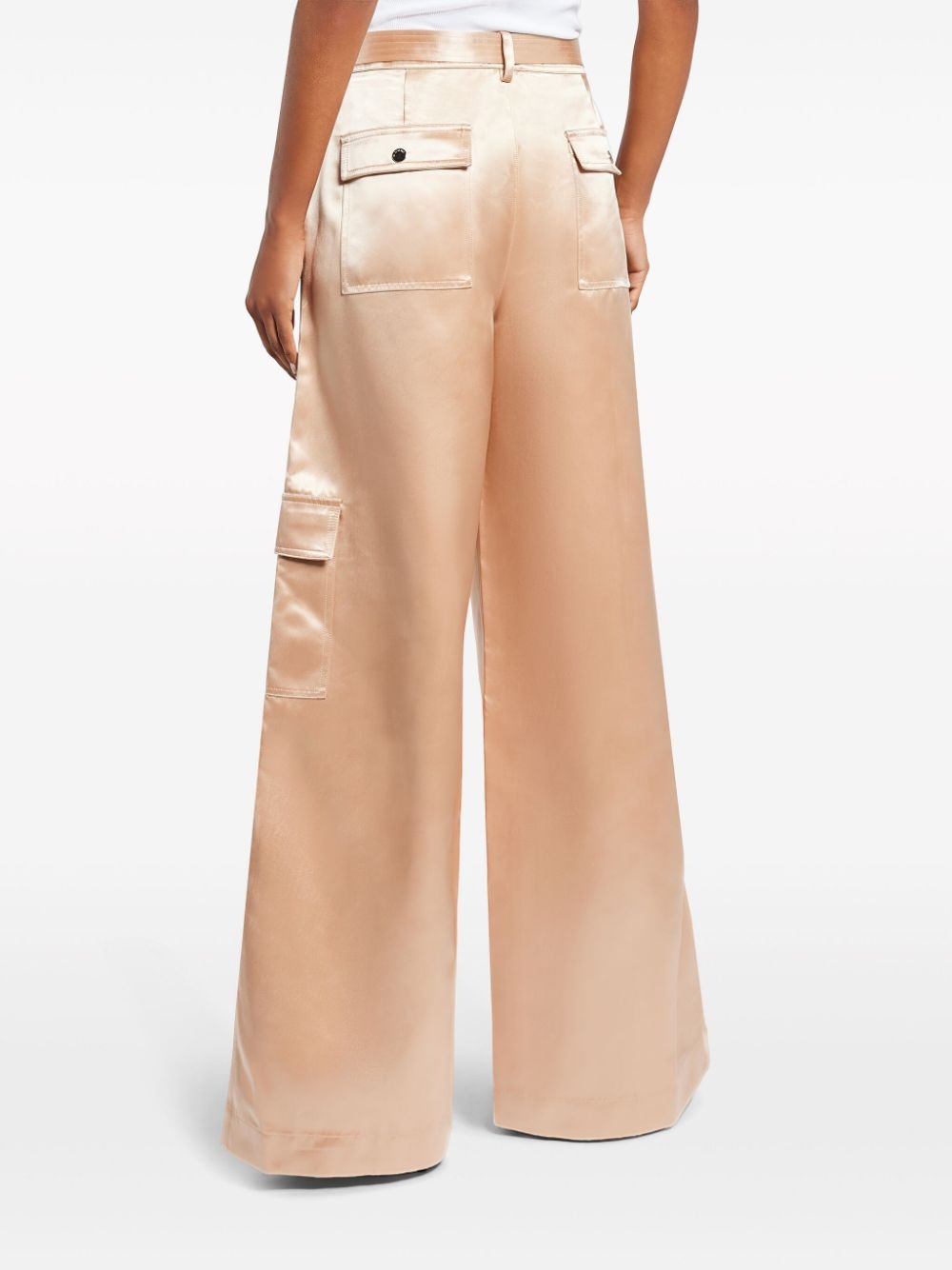 belted satin-finish palazzo pants - 4