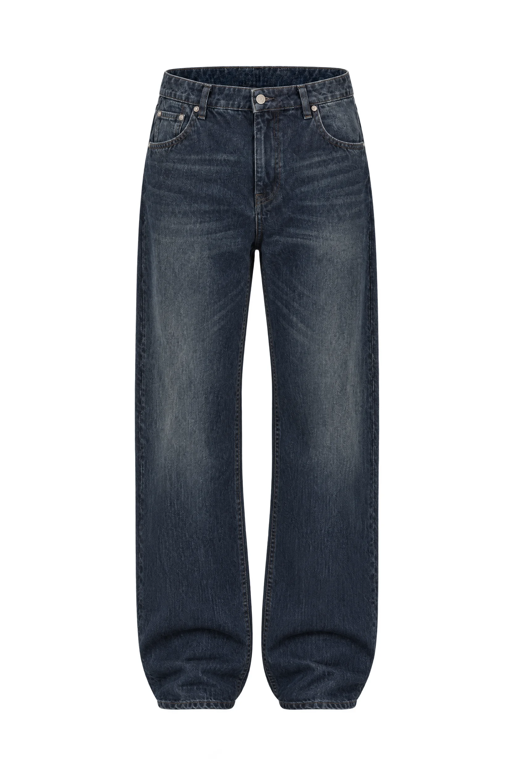MOON LASER DARK BLUE WASH DENIM BARREL JEANS - 1