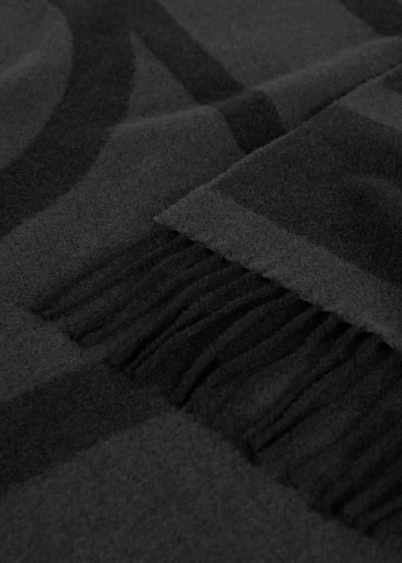Monogram jacquard wool scarf charcoal mélange 6