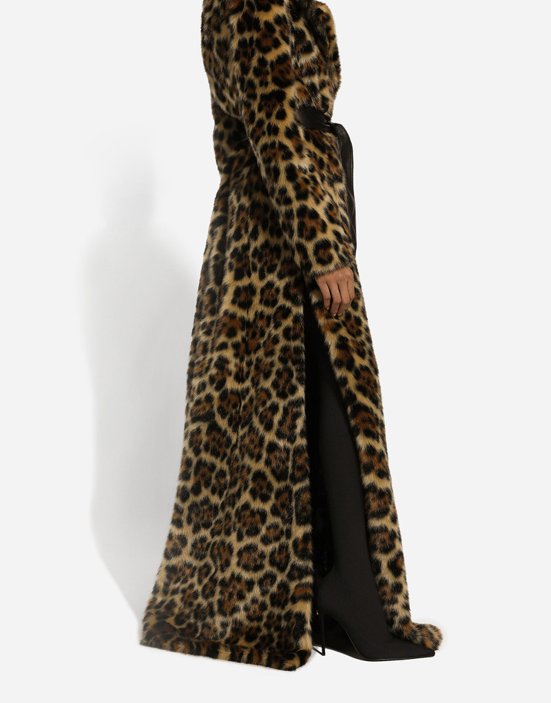 Long leopard-print faux fur coat 7