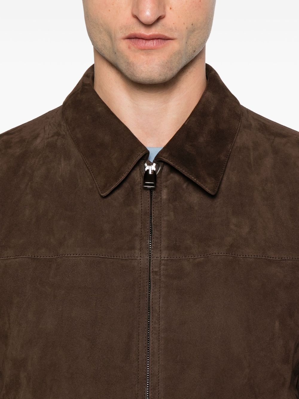 zip-front suede jacket - 5