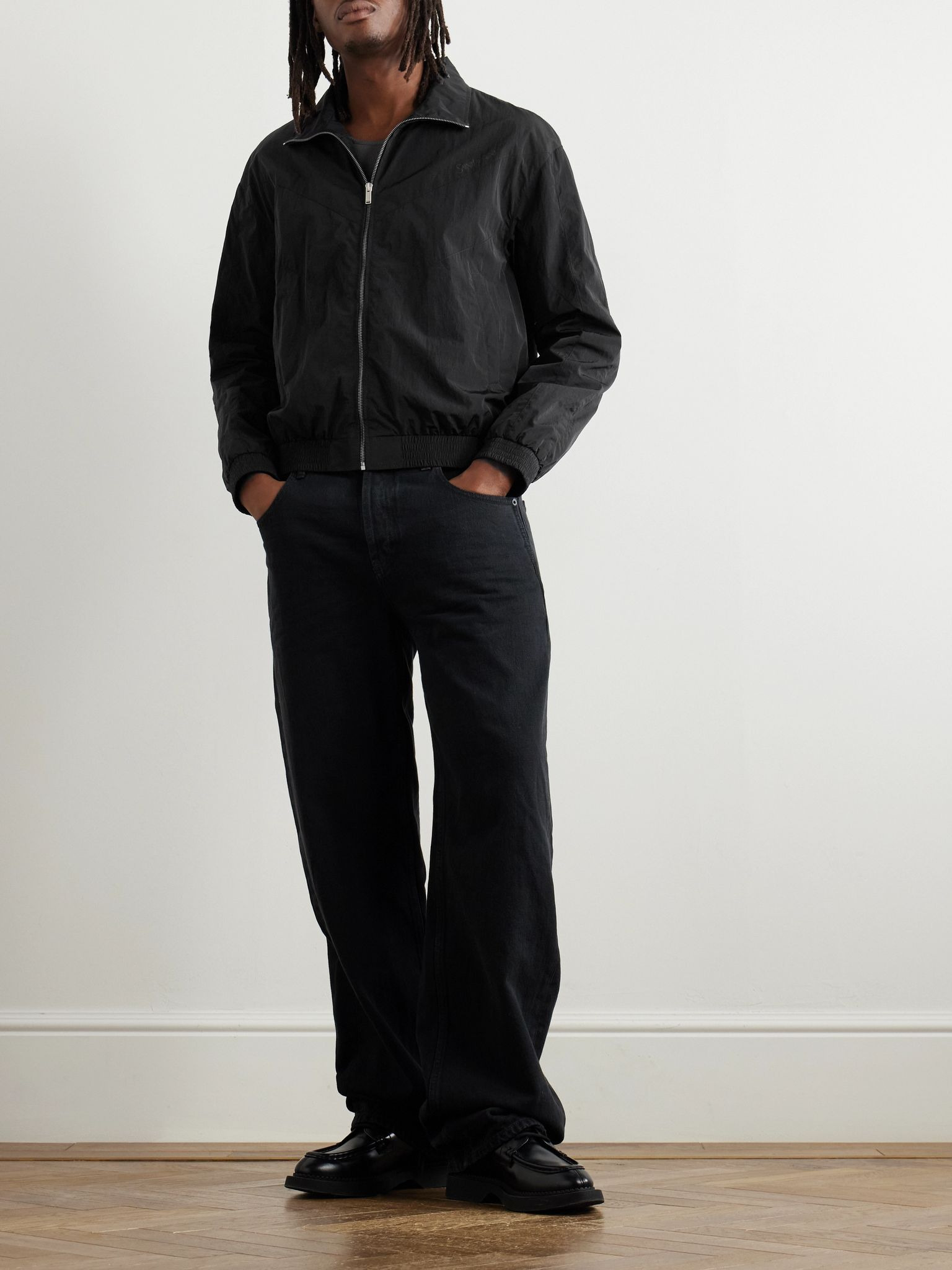 Logo-Embroidered Shell Bomber Jacket Black - 2