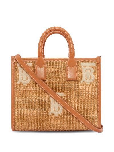 Burberry mini raffia Freya tote bag outlook