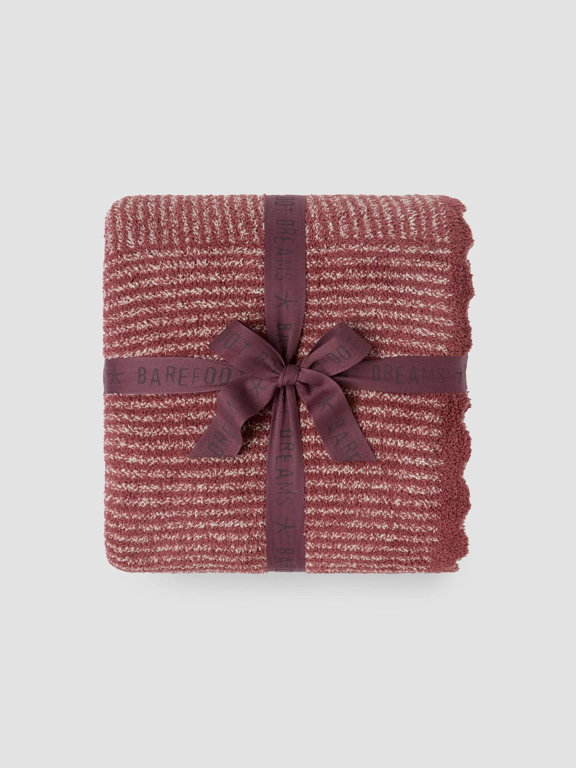 CozyChic Scallop Stripe Throw Blanket - Canyon Rose Cream - 1