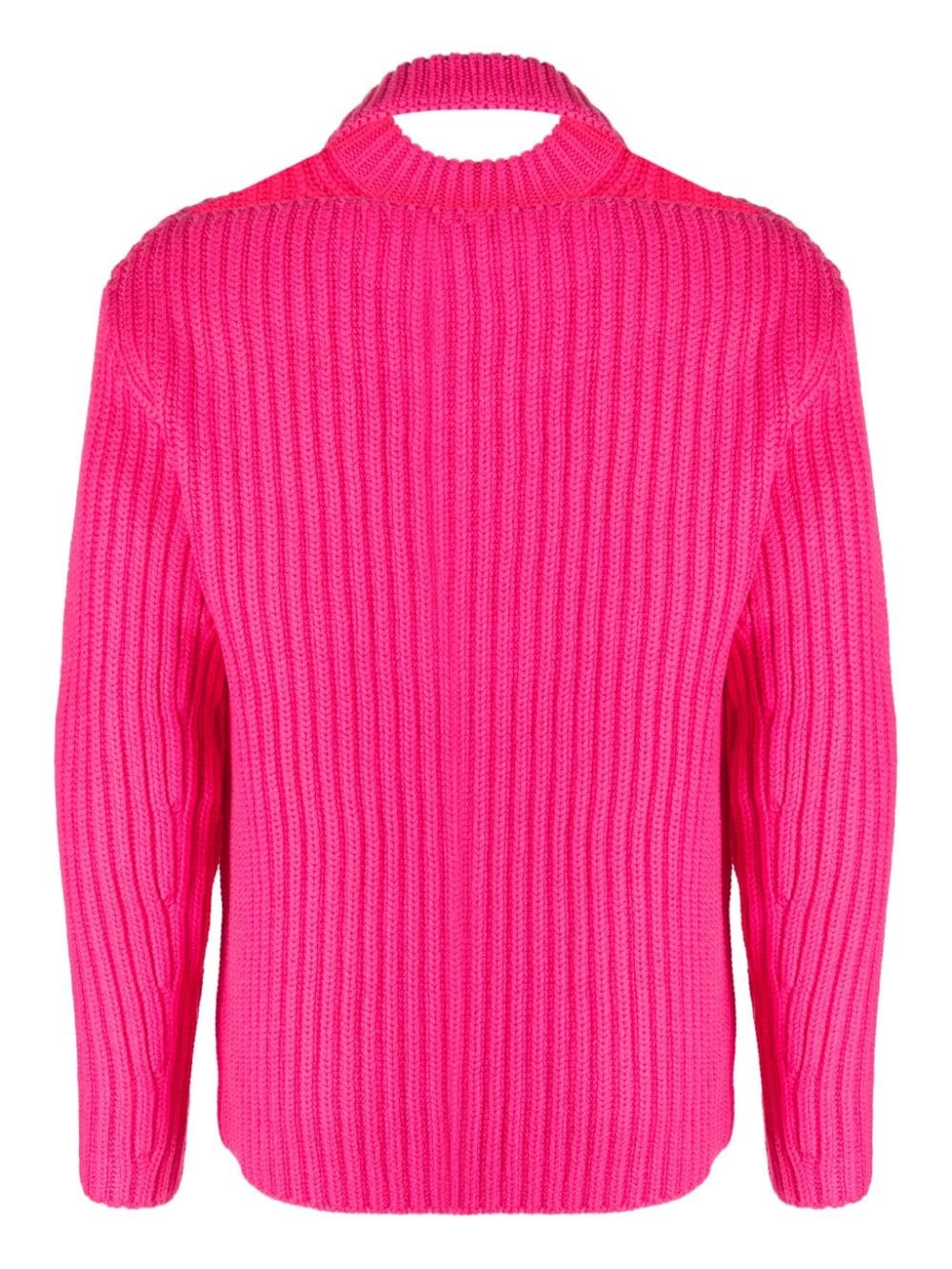 cut-out ribbed-knit merino jumper - 2