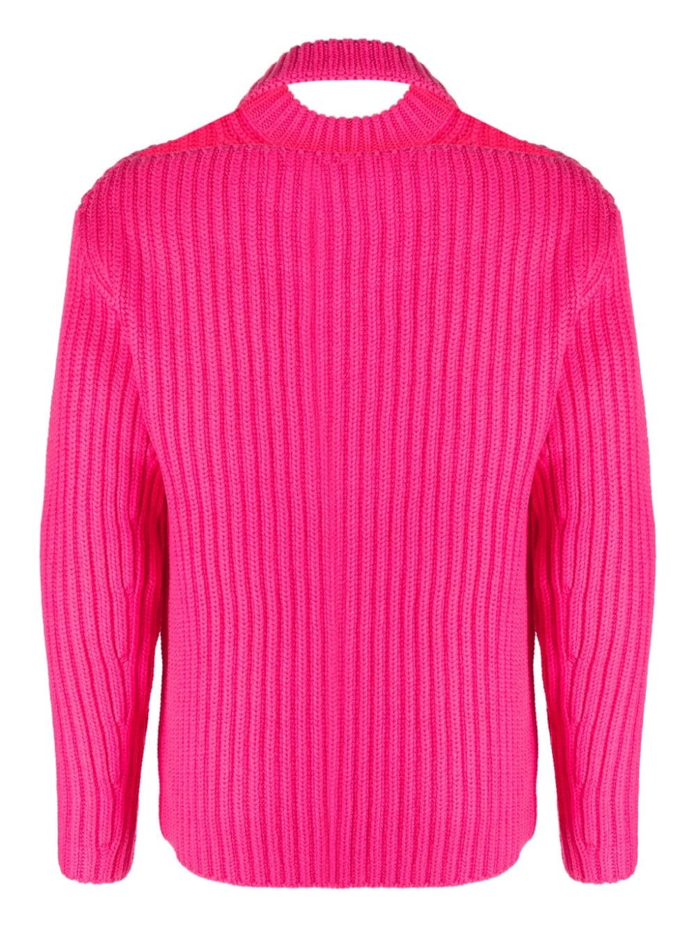 cut-out ribbed-knit merino jumper - 2